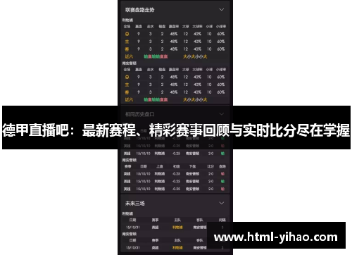 德甲直播吧：最新赛程、精彩赛事回顾与实时比分尽在掌握
